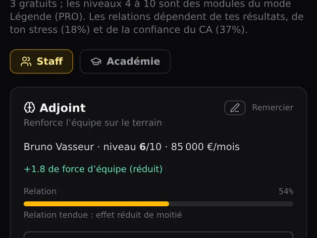 A real staff, 8 positions — capture de Shadow Director